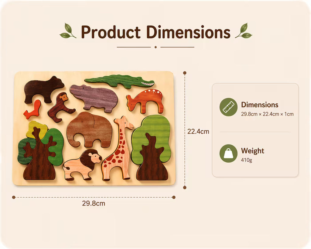 ForestMind - Wooden Animal Puzzle Board