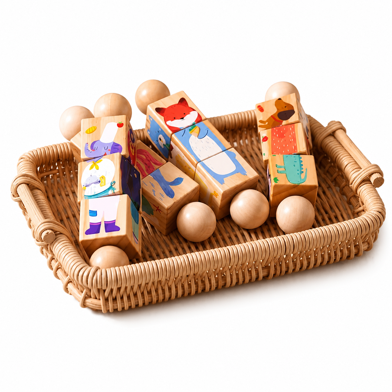 SpinPlay - Wooden Rotating Puzzle Rattle Toy