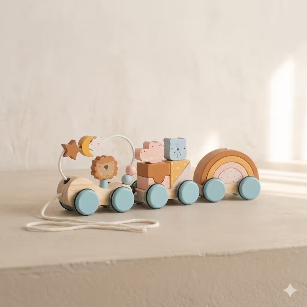 PullTrain - Wooden Montessori Block Train Set