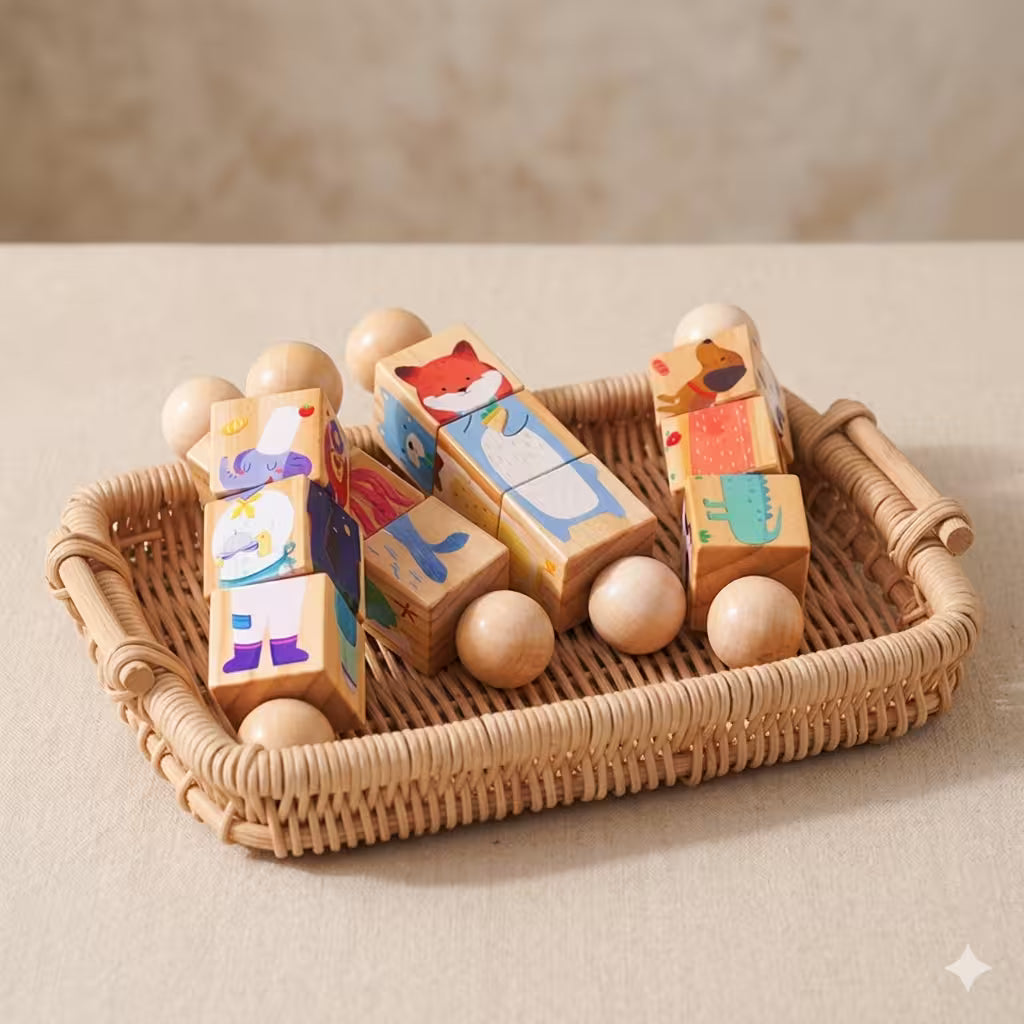 SpinPlay - Wooden Rotating Puzzle Rattle Toy
