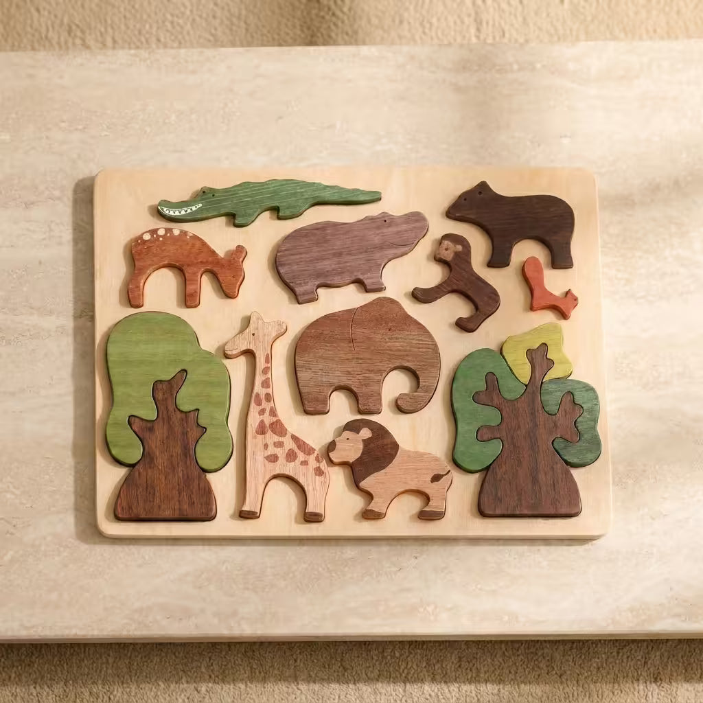 ForestMind - Wooden Animal Puzzle Board