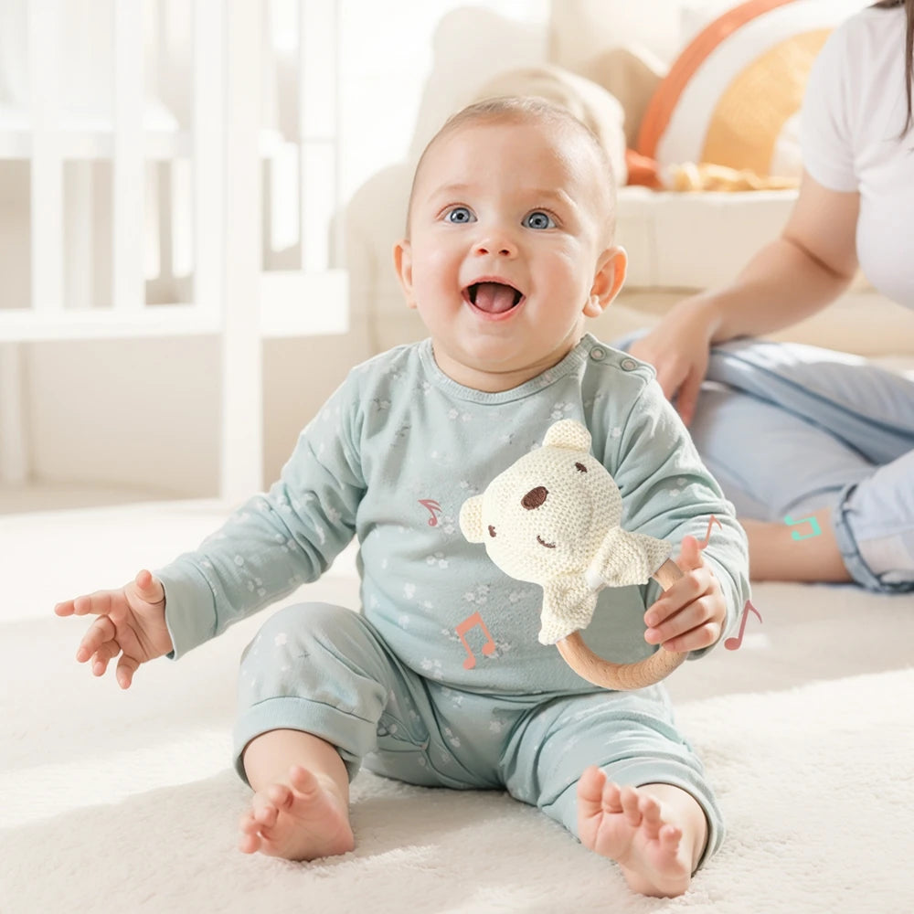 LumiPlush - Crochet Animal Baby Rattle Teether
