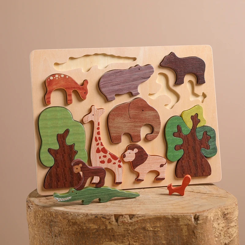 ForestMind - Wooden Animal Puzzle Board