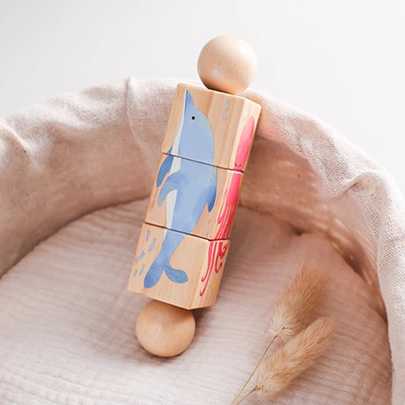 SpinPlay - Wooden Rotating Puzzle Rattle Toy